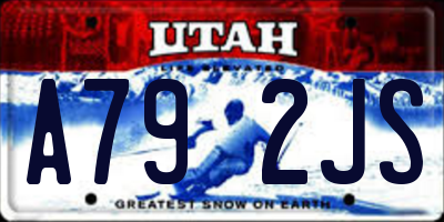 UT license plate A792JS
