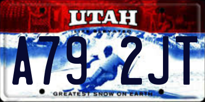 UT license plate A792JT