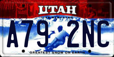 UT license plate A792NC