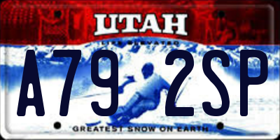 UT license plate A792SP