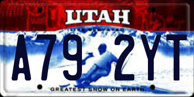 UT license plate A792YT