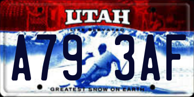 UT license plate A793AF