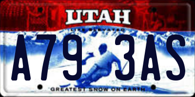 UT license plate A793AS
