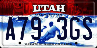 UT license plate A793GS
