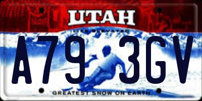 UT license plate A793GV