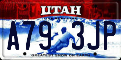 UT license plate A793JP