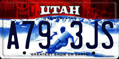 UT license plate A793JS