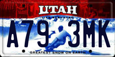 UT license plate A793MK