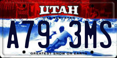 UT license plate A793MS