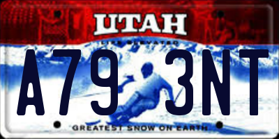 UT license plate A793NT