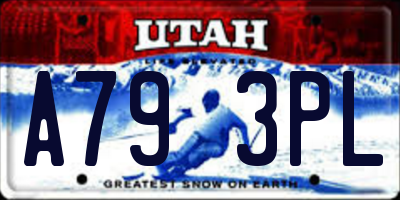 UT license plate A793PL