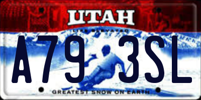 UT license plate A793SL