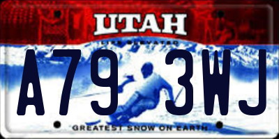 UT license plate A793WJ