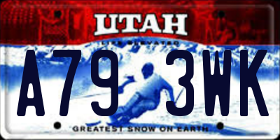 UT license plate A793WK