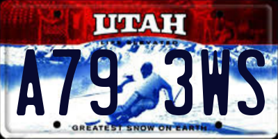 UT license plate A793WS