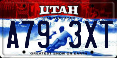 UT license plate A793XT