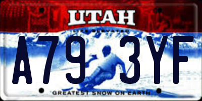 UT license plate A793YF