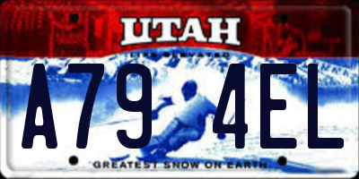 UT license plate A794EL