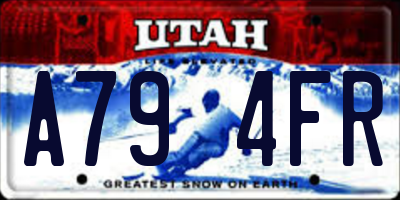 UT license plate A794FR