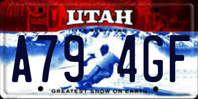 UT license plate A794GF