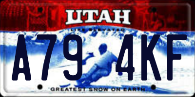 UT license plate A794KF