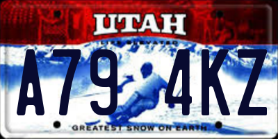UT license plate A794KZ