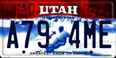 UT license plate A794ME