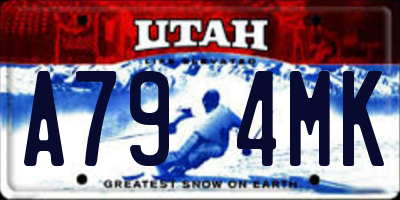 UT license plate A794MK