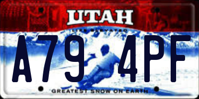 UT license plate A794PF