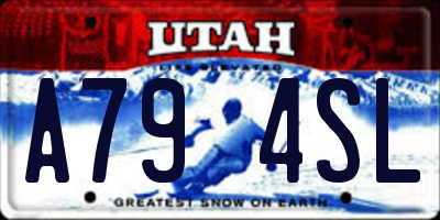 UT license plate A794SL