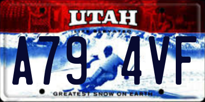 UT license plate A794VF