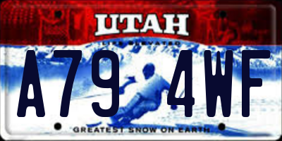 UT license plate A794WF