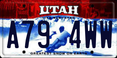 UT license plate A794WW