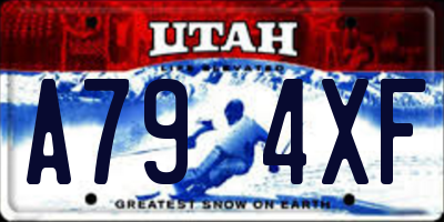 UT license plate A794XF