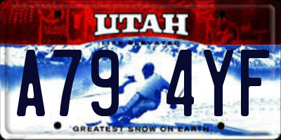 UT license plate A794YF