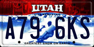 UT license plate A796KS