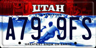UT license plate A799FS