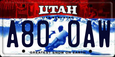 UT license plate A800AW