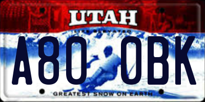 UT license plate A800BK