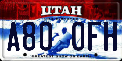 UT license plate A800FH