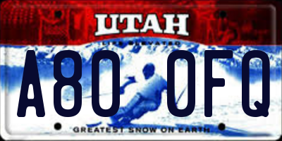 UT license plate A800FQ