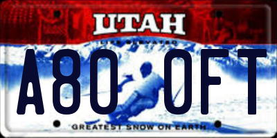 UT license plate A800FT