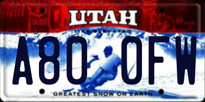 UT license plate A800FW