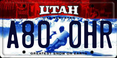 UT license plate A800HR