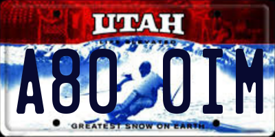 UT license plate A800IM
