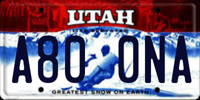 UT license plate A800NA