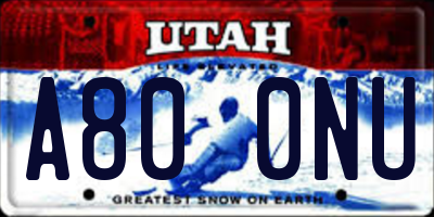 UT license plate A800NU