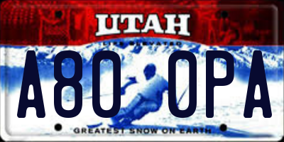 UT license plate A800PA