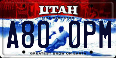 UT license plate A800PM