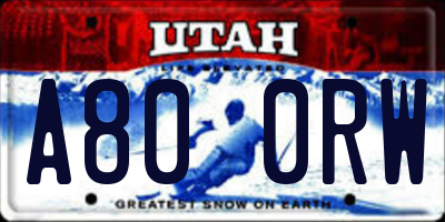 UT license plate A800RW